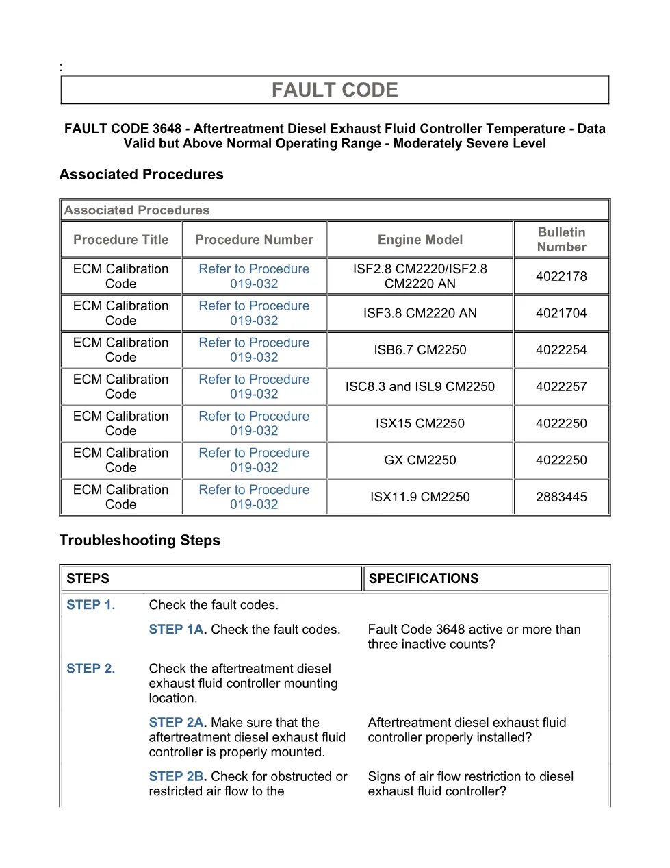 Cummins fault code 3648 – DEF controller temperature, ISX11.9 - page 3 is available after signing in
