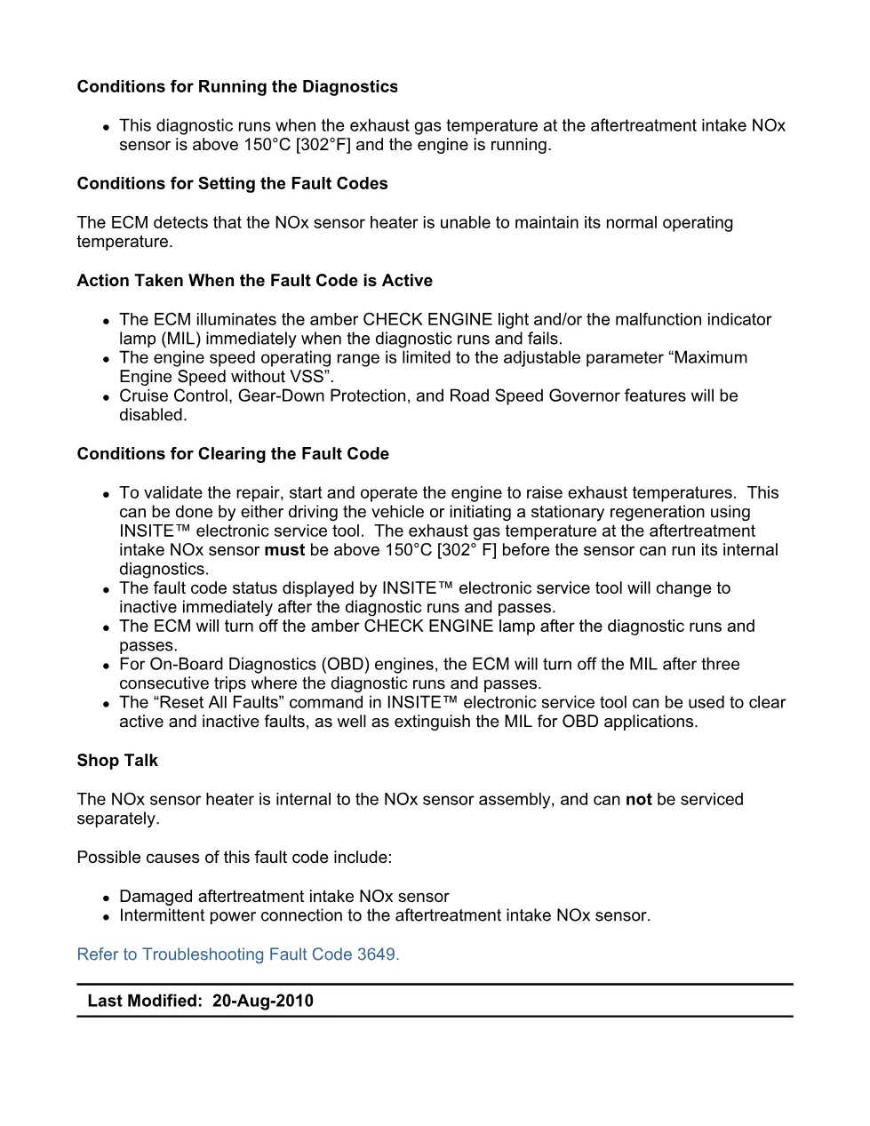 Cummins fault code 3649 – intake NOx sensor heater, ISX11.9 – PDF - preview page 2 of 6