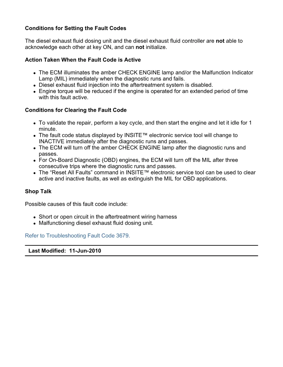 Cummins fault code 3679 – DEF dosing unit, ISX11.9 CM2250 (SPN - preview page 2 of 6