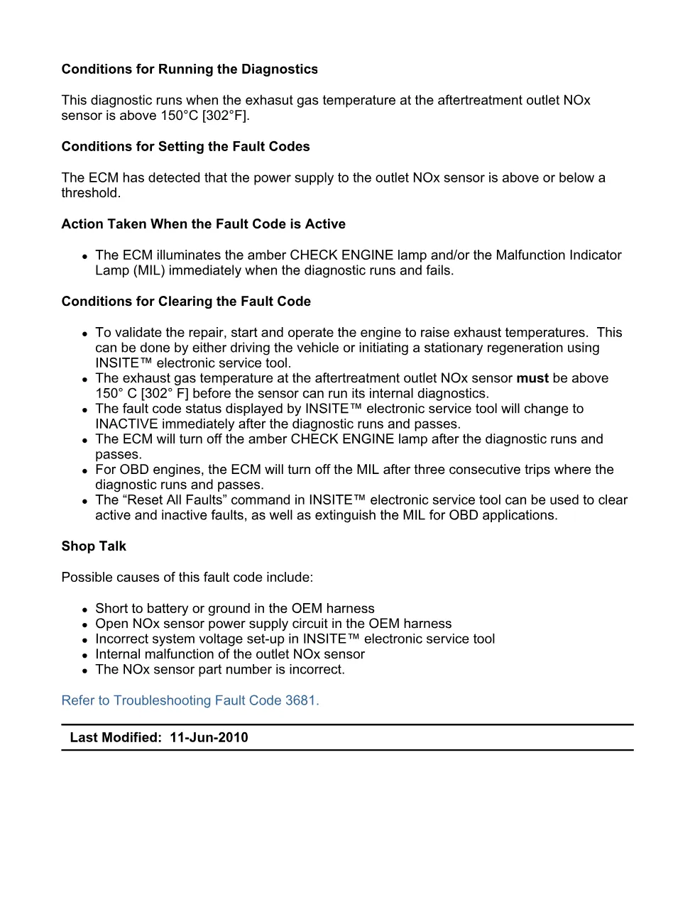 Cummins fault code 3681 – outlet NOx sensor power supply, ISX11.9 - preview page 2 of 6