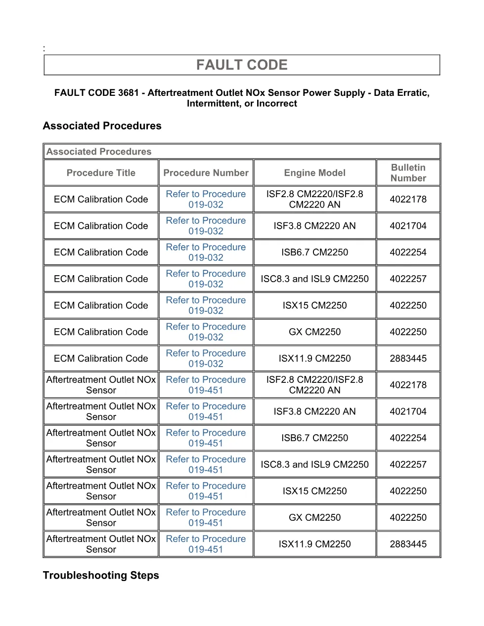 Cummins fault code 3681 – outlet NOx sensor power supply, ISX11.9 - page 3 is available after signing in