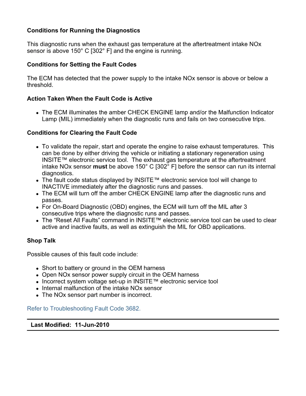 Cummins fault code 3682 – intake NOx sensor power supply, ISX11.9 - preview page 2 of 6
