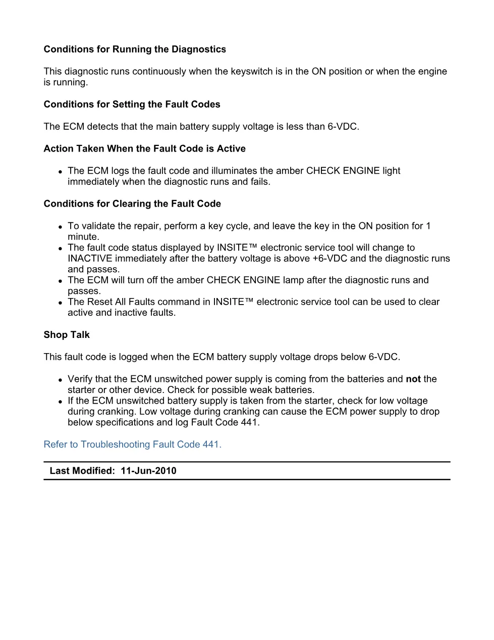 Cummins fault code 441 battery 1 voltage supply circuit – Service - preview page 2 of 6