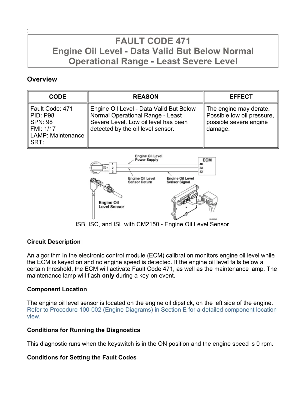 Cummins fault code 471 Troubleshooting Manual — Code 471 — PDF, 5 - preview page 1 of 3