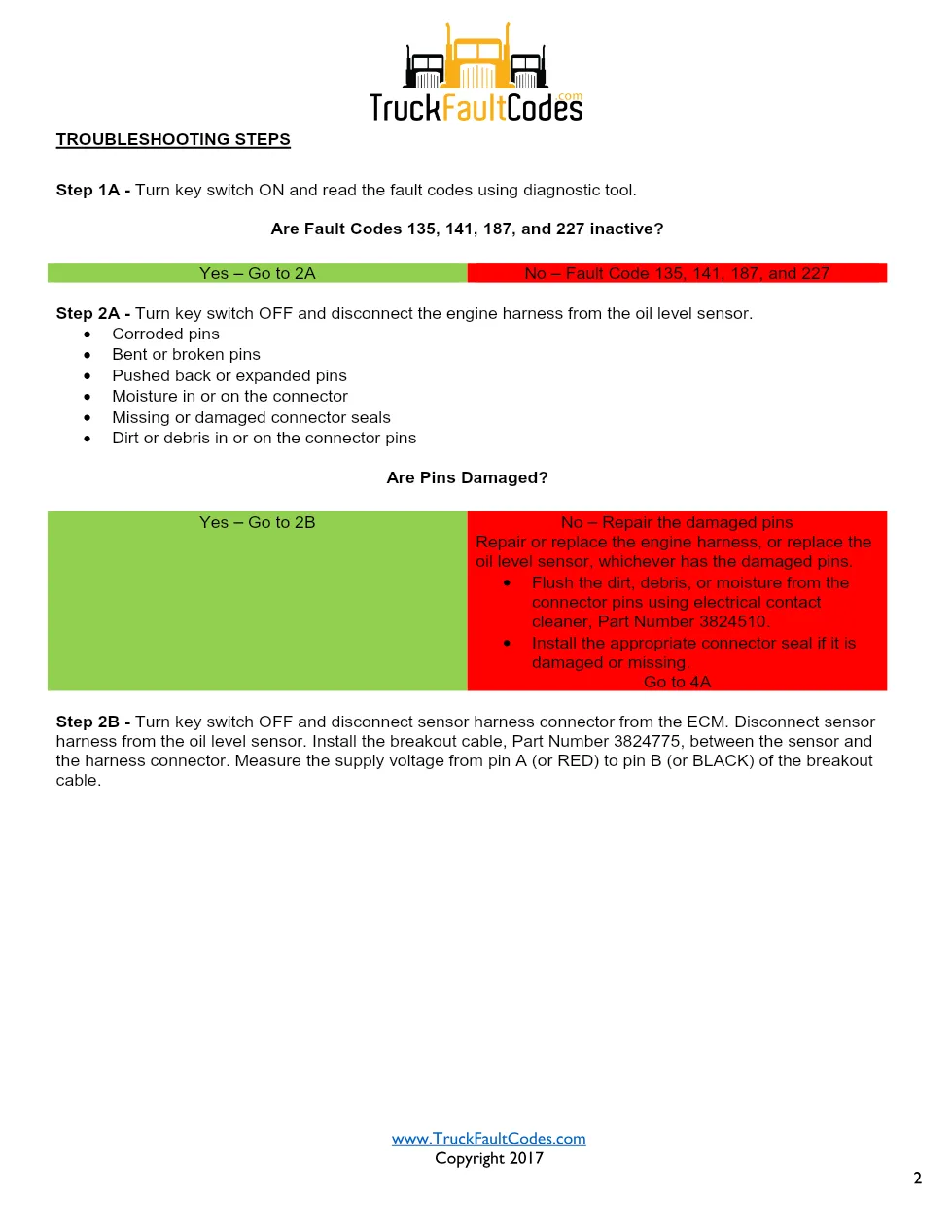 Cummins fault code 472 troubleshooting — Crankcase Oil Level - preview page 2 of 6