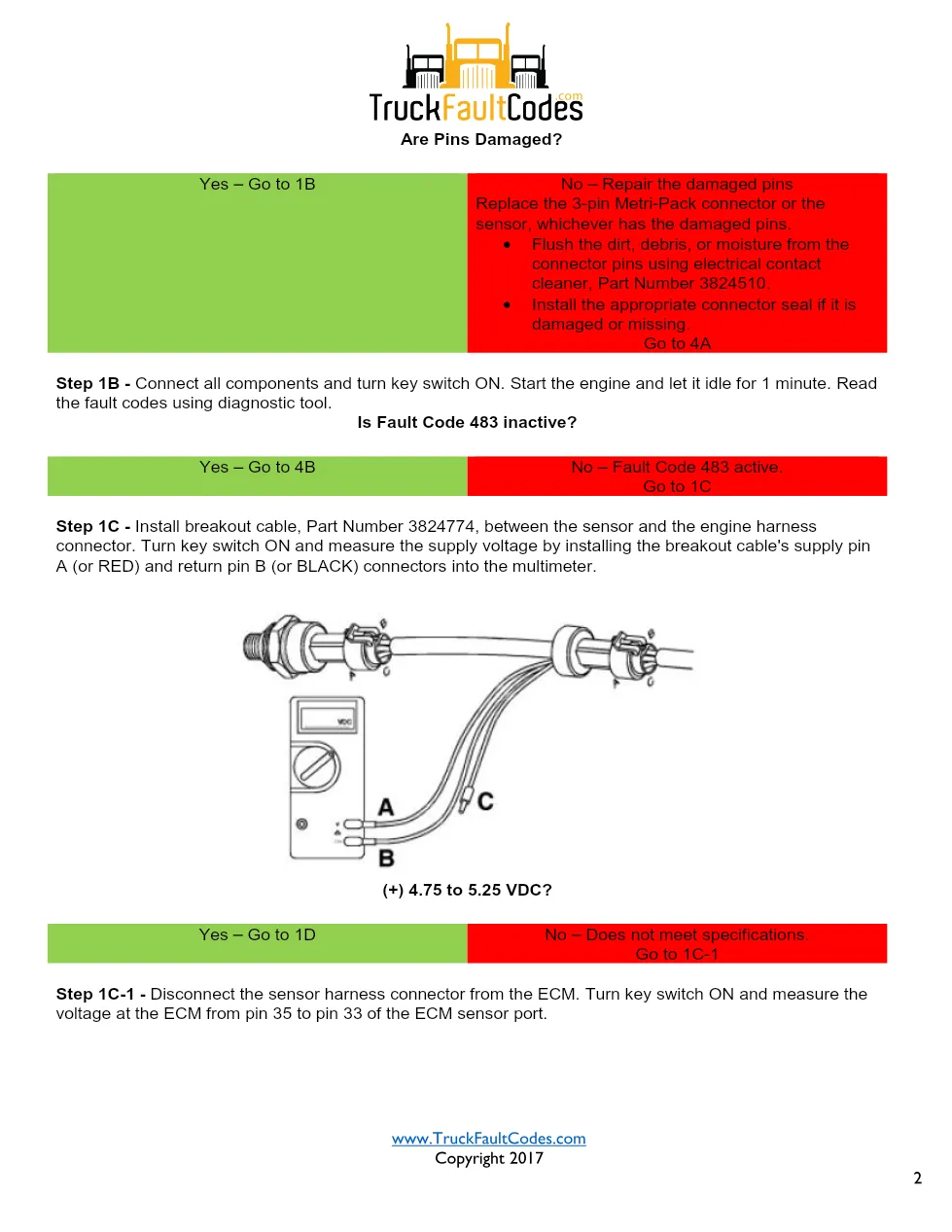 Cummins fault code 483 troubleshooting — Rear Rail Pressure - preview page 2 of 6