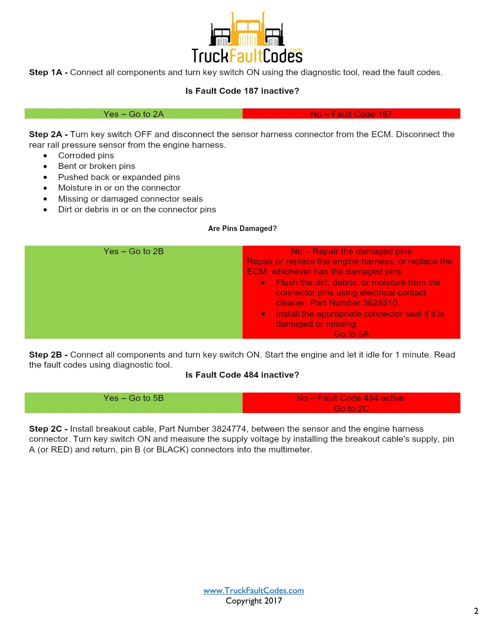 Cummins fault code 484 troubleshooting — Rear Rail Pressure - preview page 2 of 6