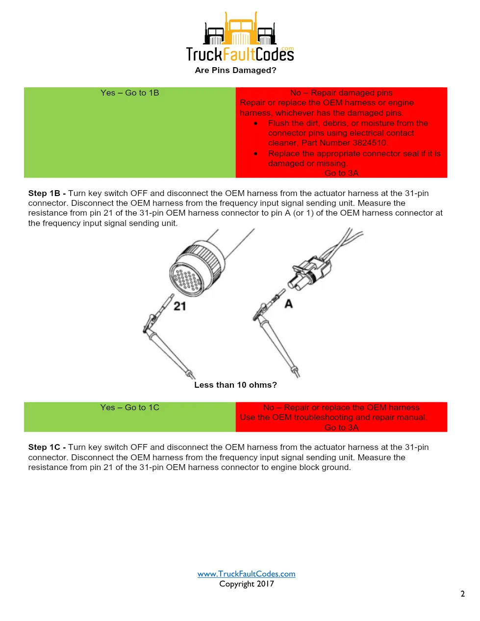 Cummins fault code 489 troubleshooting — Auxiliary Speed Input - preview page 2 of 6