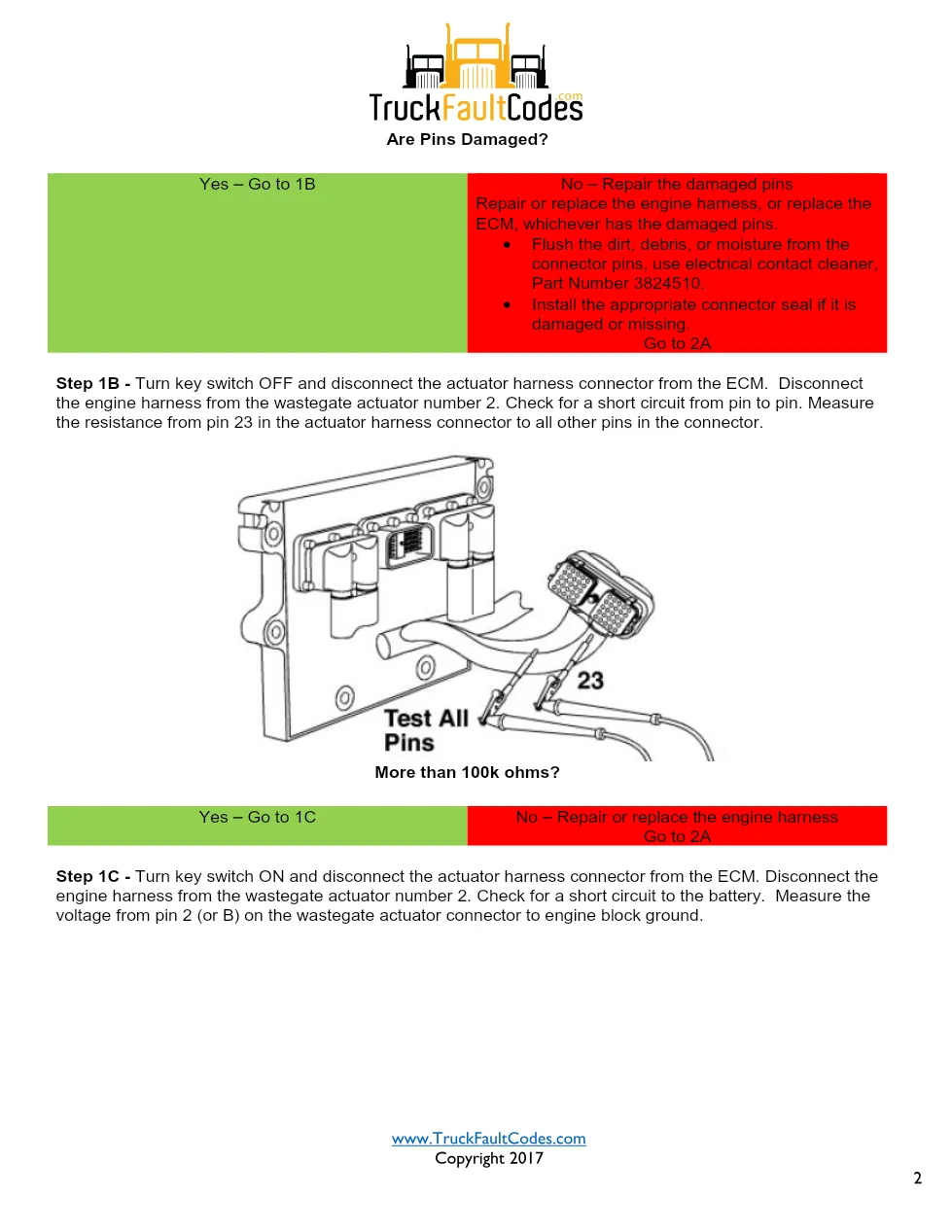 Cummins fault code 491 troubleshooting — Wastegate Actuator - preview page 2 of 3