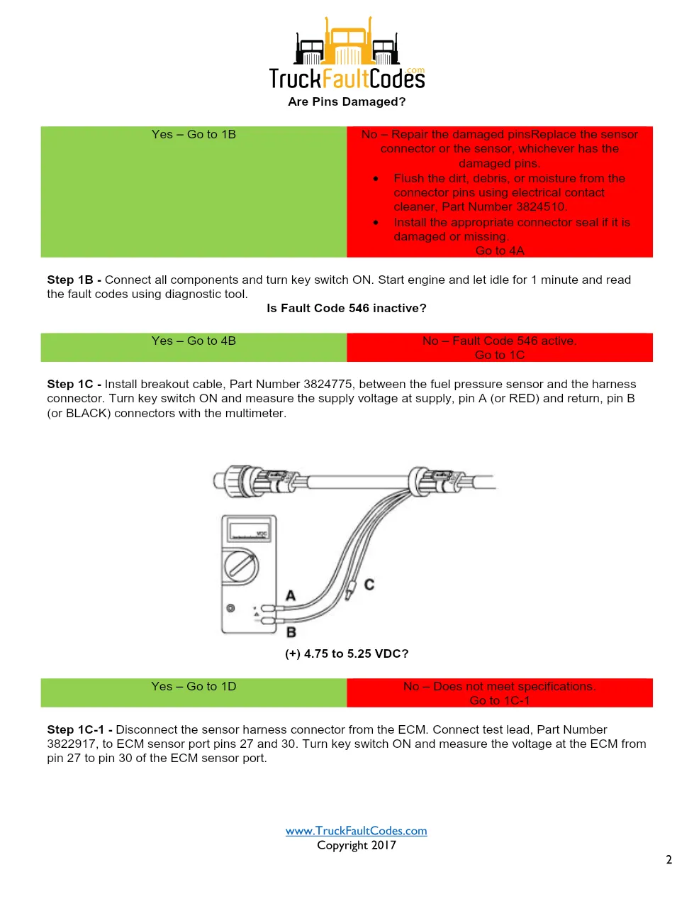 Cummins fault code 546 — ISM CM570 Fuel Pressure Sensor Circuit - preview page 2 of 6