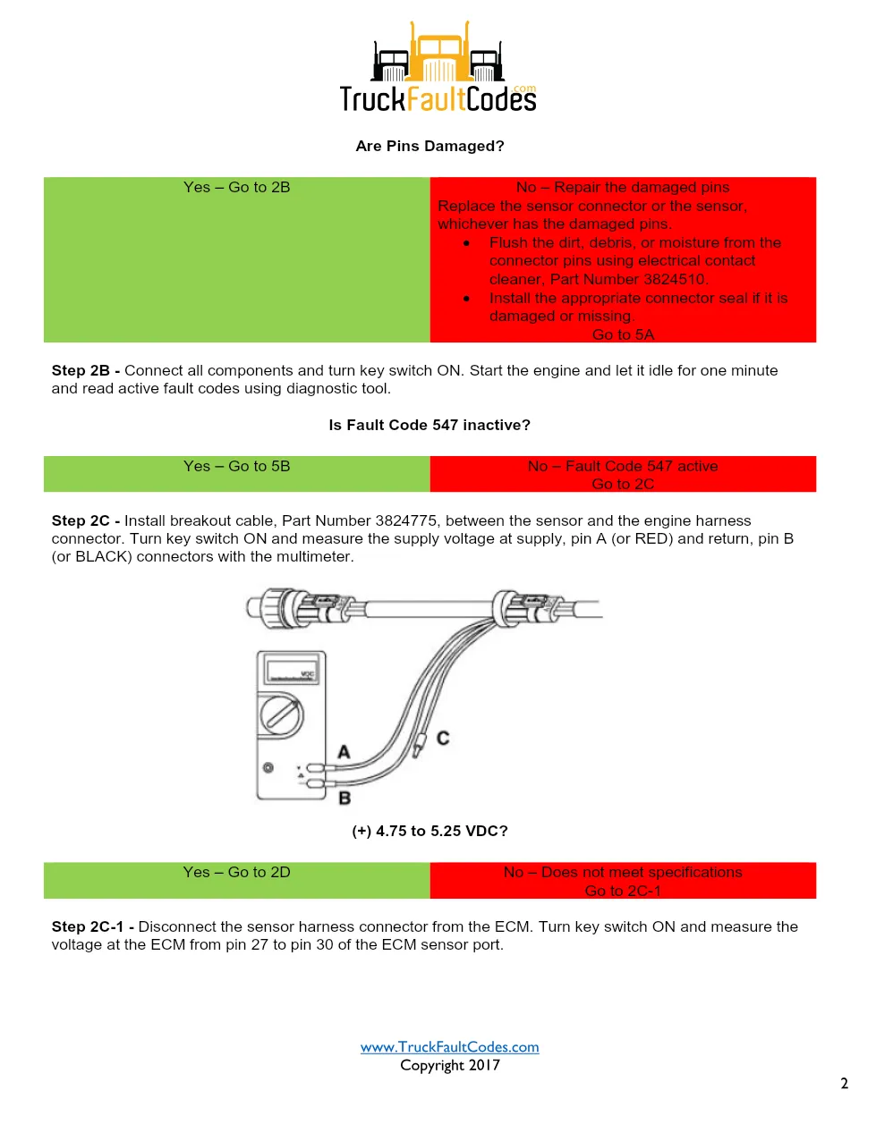 Cummins fault code 547 — ISM CM570 Fuel Pressure Sensor Circuit - preview page 2 of 6