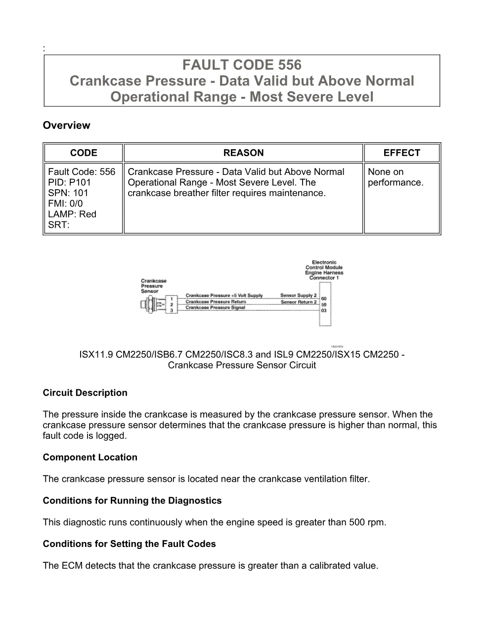 Cummins fault code 556 — Crankcase Pressure High, Severe – PDF - preview page 1 of 6