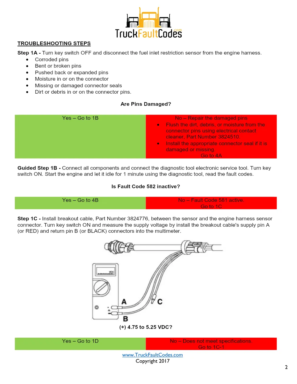 Cummins fault code 582 — ISM CM570 Fuel Inlet Restriction Sensor - preview page 2 of 6