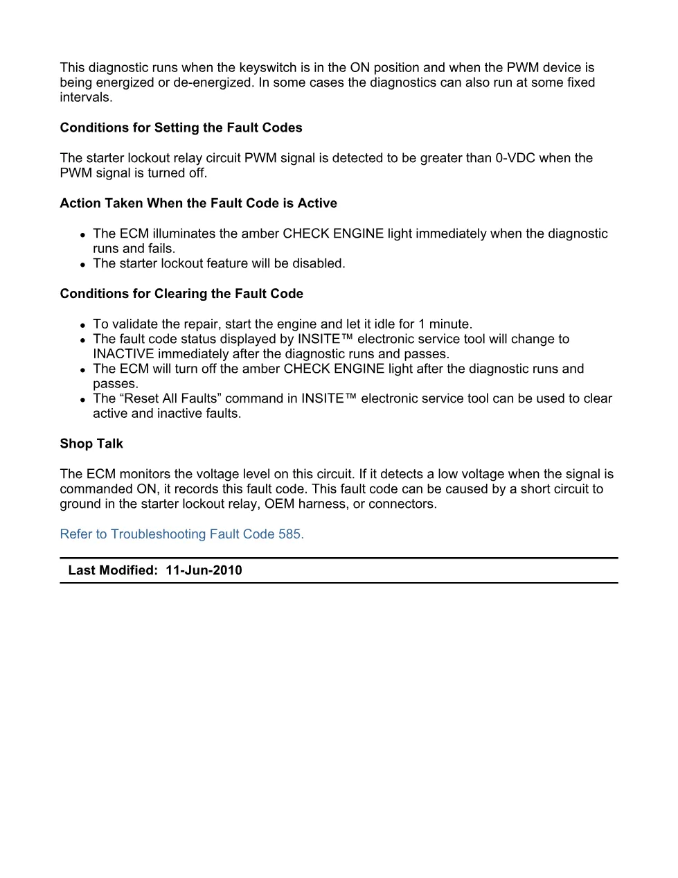 Cummins fault code 585 — Starter Relay Driver Low — ISX11.9 – PDF - preview page 2 of 6