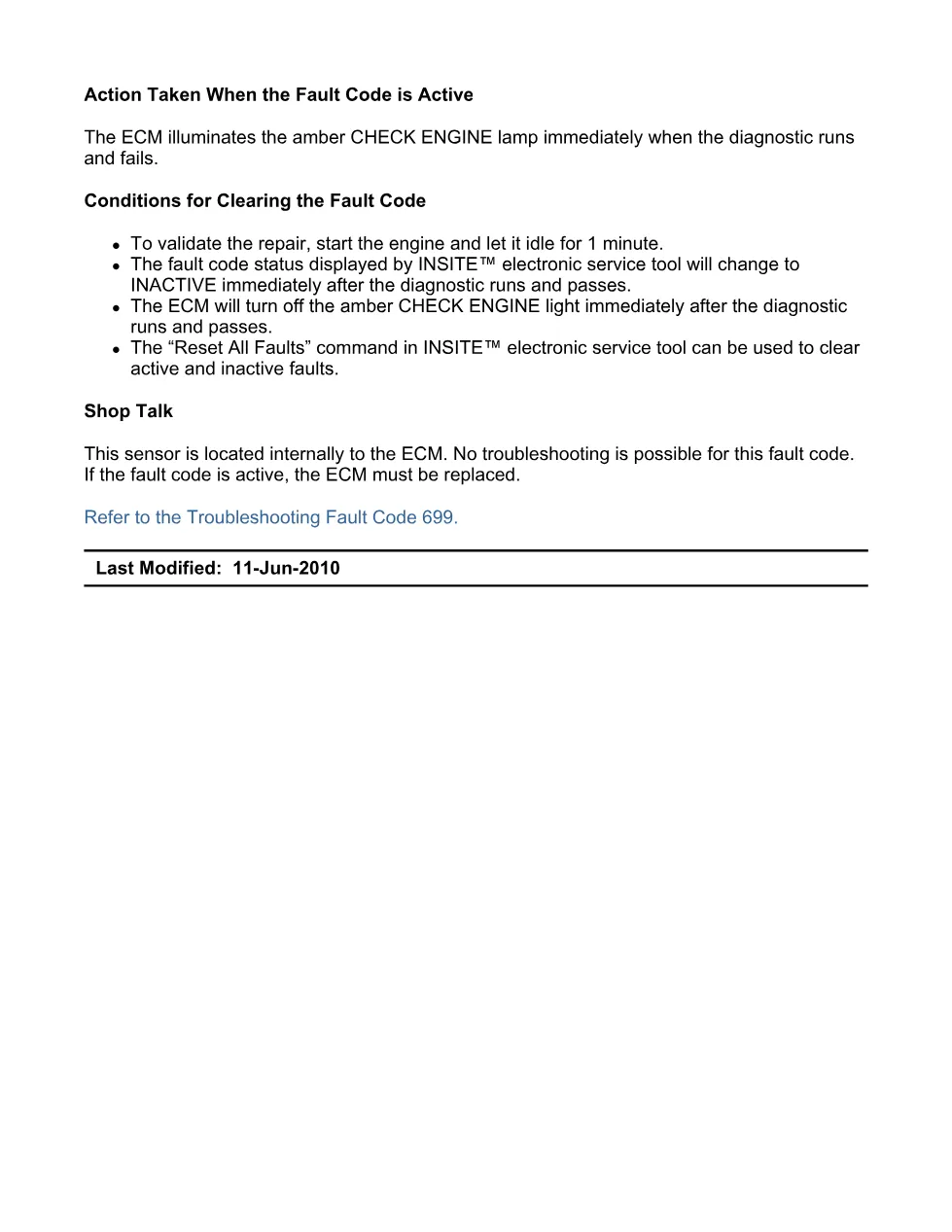 Cummins Fault Code 699: ECU temperature data erratic — ISX11.9 - preview page 2 of 6