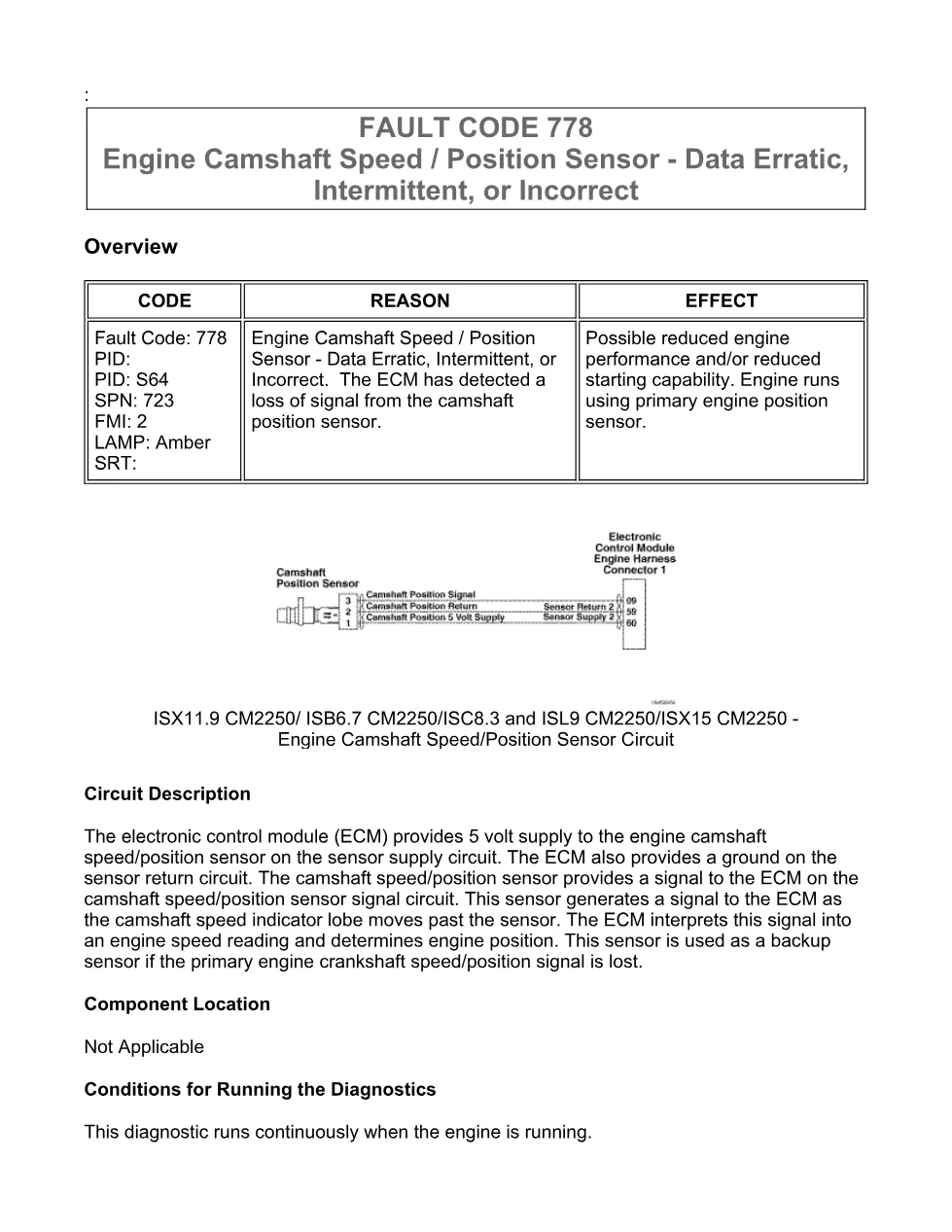 Cummins Fault Code 778: Camshaft position sensor erratic – Guide - preview page 1 of 6