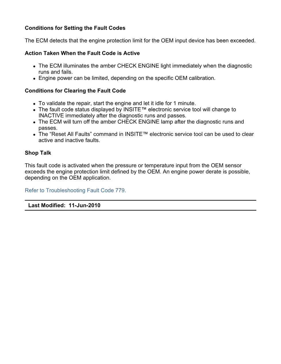 Cummins Fault Code 779: Auxiliary sensor input 3 — ISX11.9 CM2250 - preview page 2 of 4