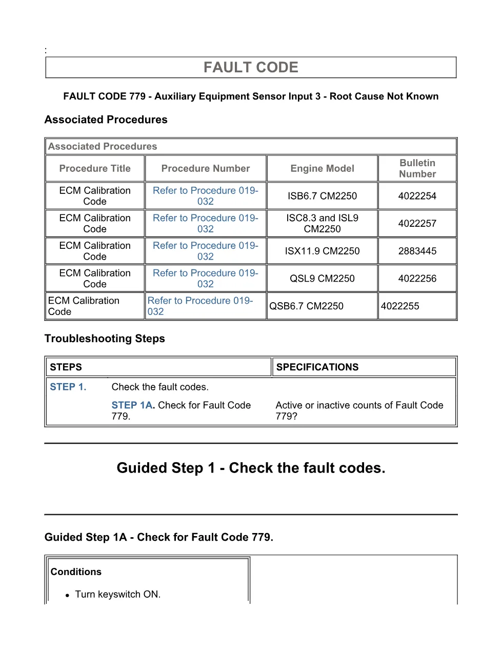 Cummins Fault Code 779: Auxiliary sensor input 3 — ISX11.9 CM2250 - page 3 is available after signing in