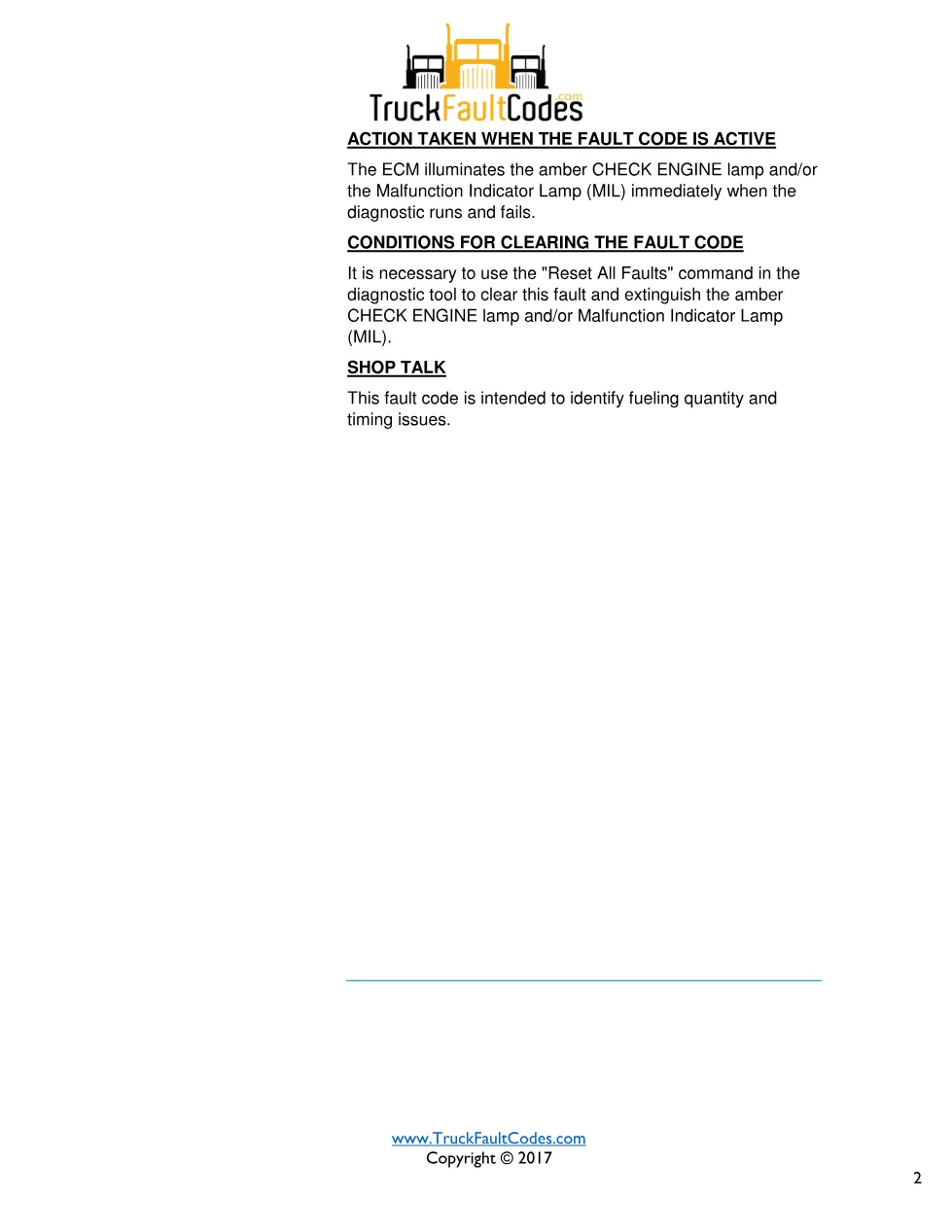 Cummins injector fault code — Fault Code 1142 — PDF, 7 pages - preview page 2 of 3