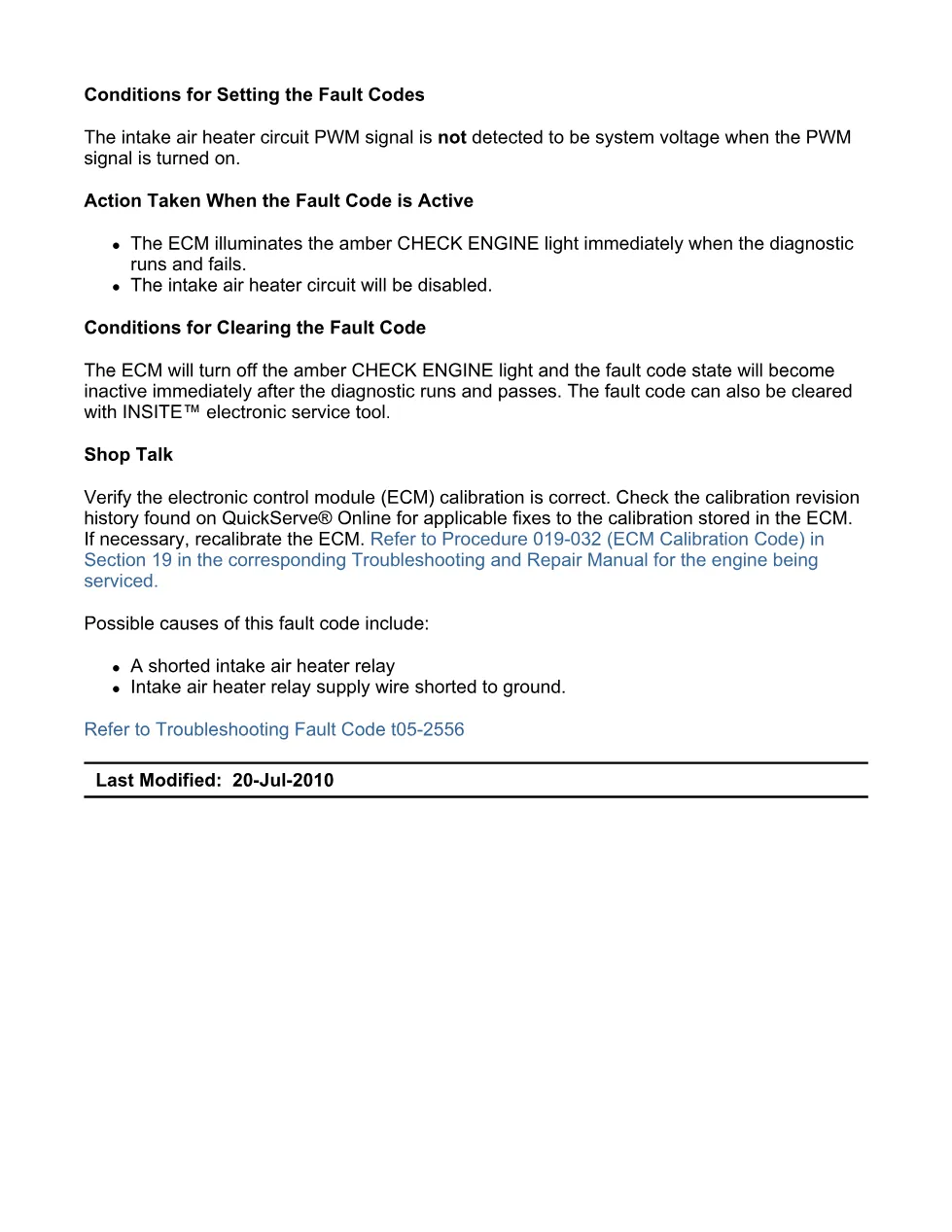 Cummins intake air heater fault code troubleshooting — Code 2556 - preview page 2 of 3