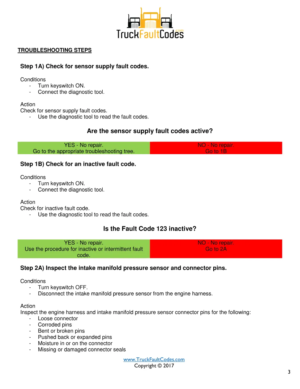 Cummins intake manifold sensor Troubleshooting Procedure — Fault - page 3 is available after signing in