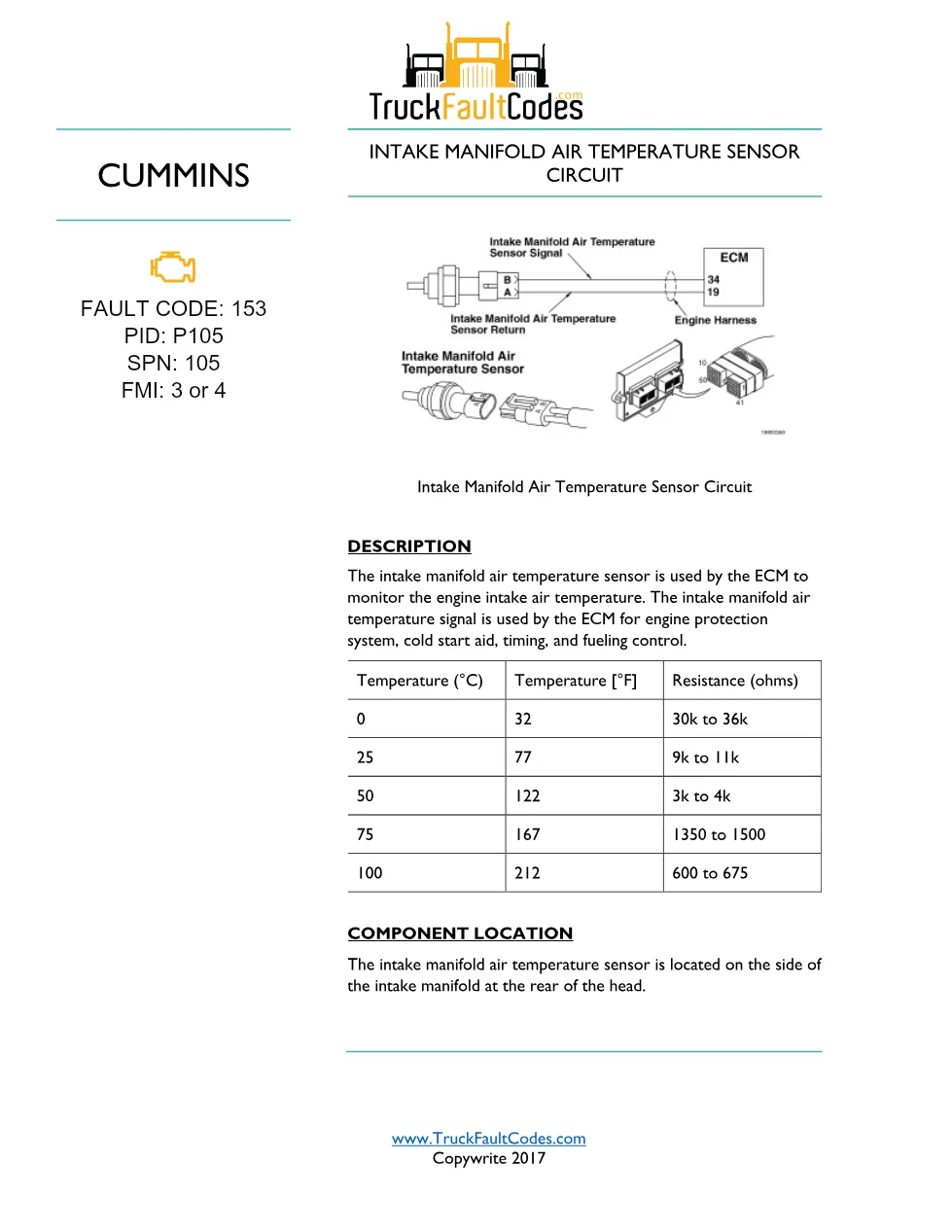 Cummins Intake Temperature Manual — Fault Code 154 — PDF, 5 pages - preview page 1 of 3