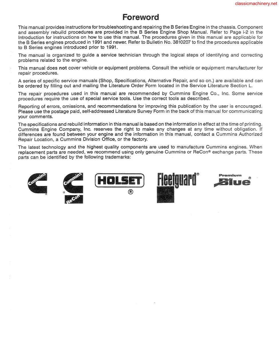 Cummins ISB CM550 manual — Troubleshooting and Repair Manual - page 3 is available after signing in