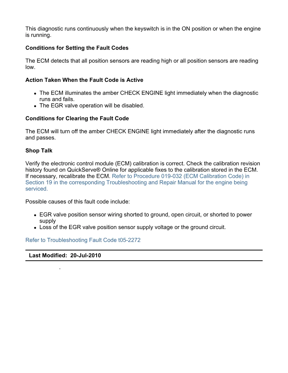 Cummins ISB EGR troubleshooting manual — Fault Code 2272 — PDF, - preview page 2 of 3