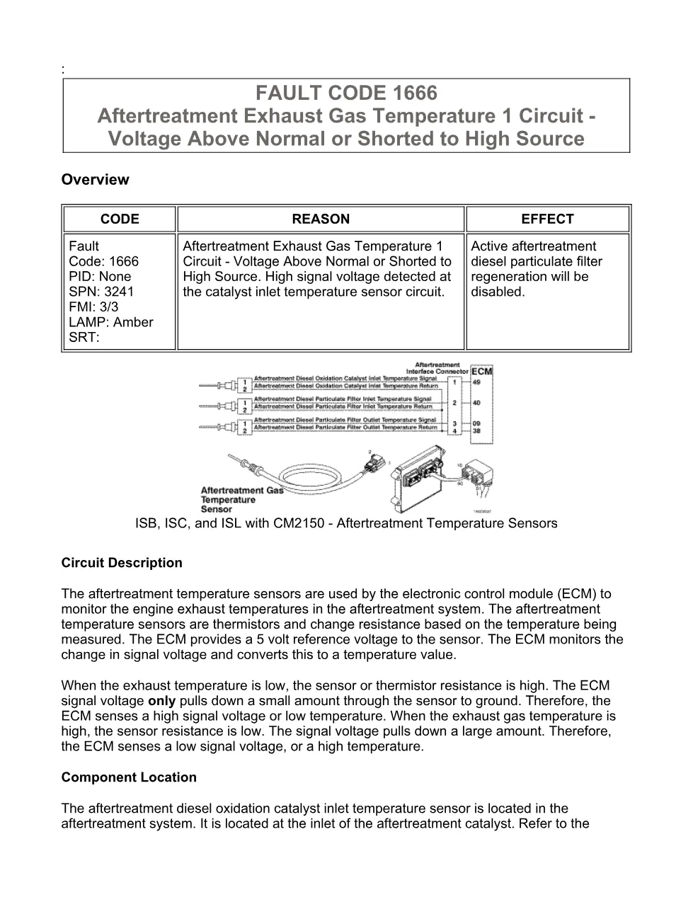 Cummins ISB fault 1666 Troubleshooting Manual — Code 1666 — PDF, - preview page 1 of 3