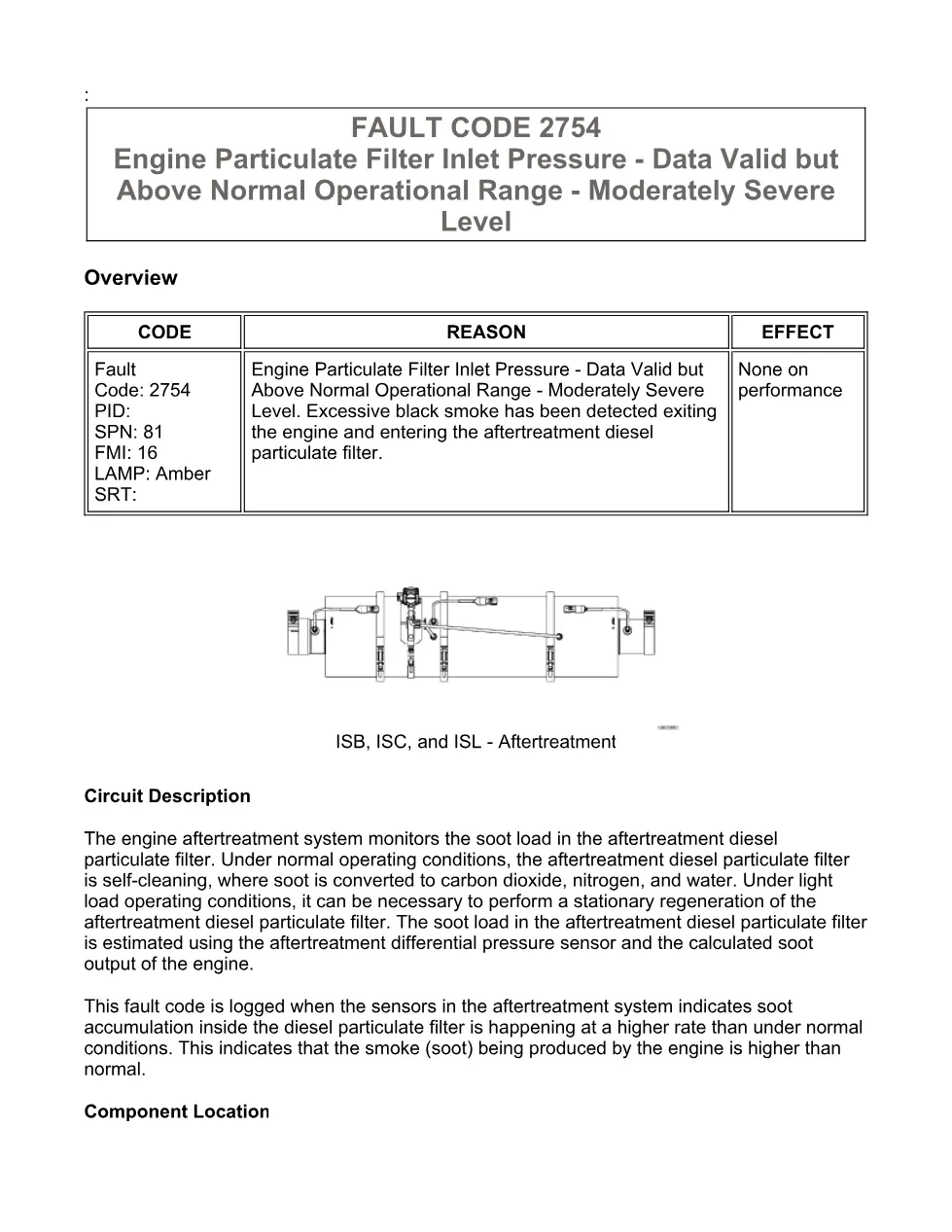 Cummins ISB fault 2754 Troubleshooting Manual — Fault Code 2754 - preview page 1 of 3