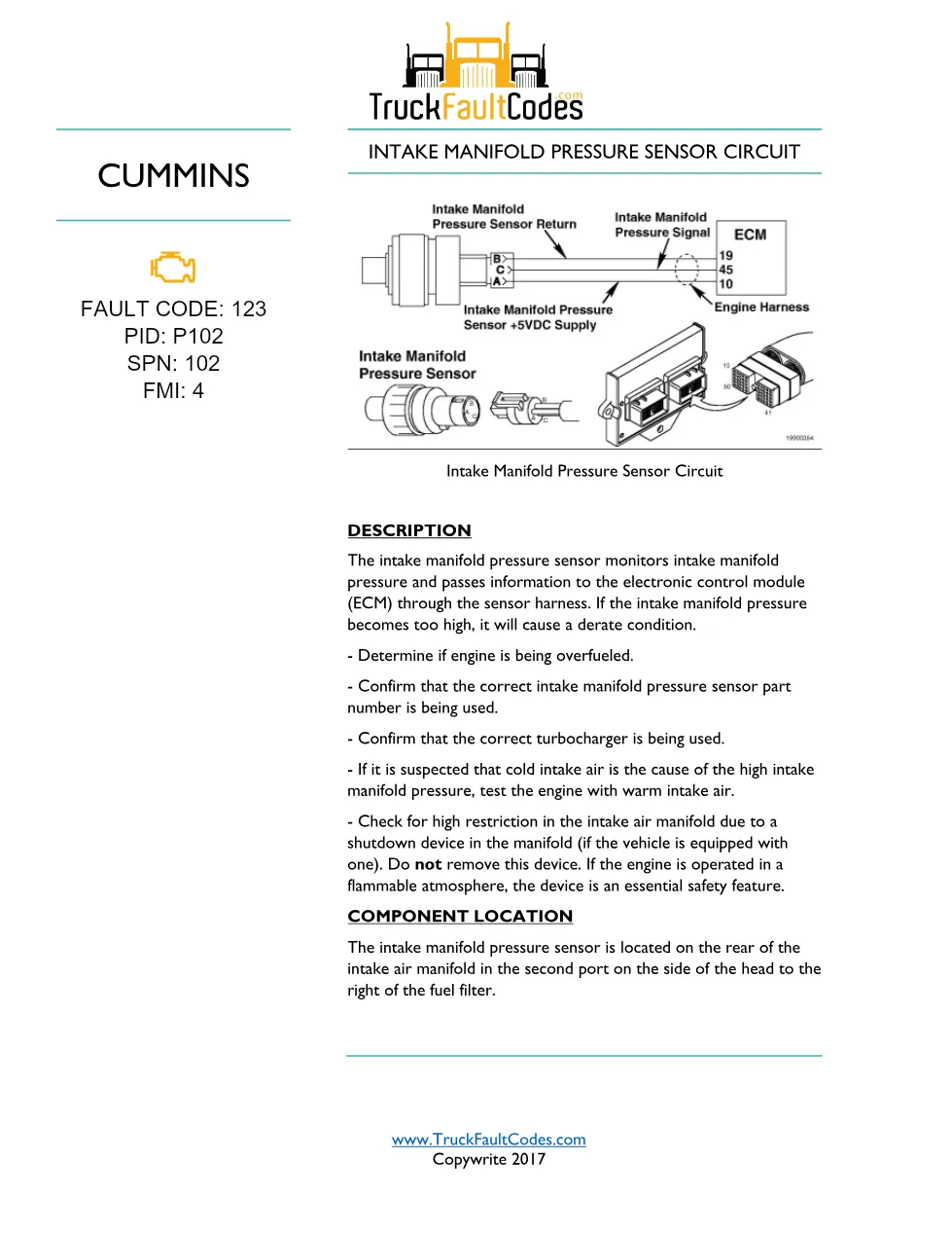 Cummins ISB fault code document — Fault Code 123 — PDF, 6 pages - preview page 1 of 3