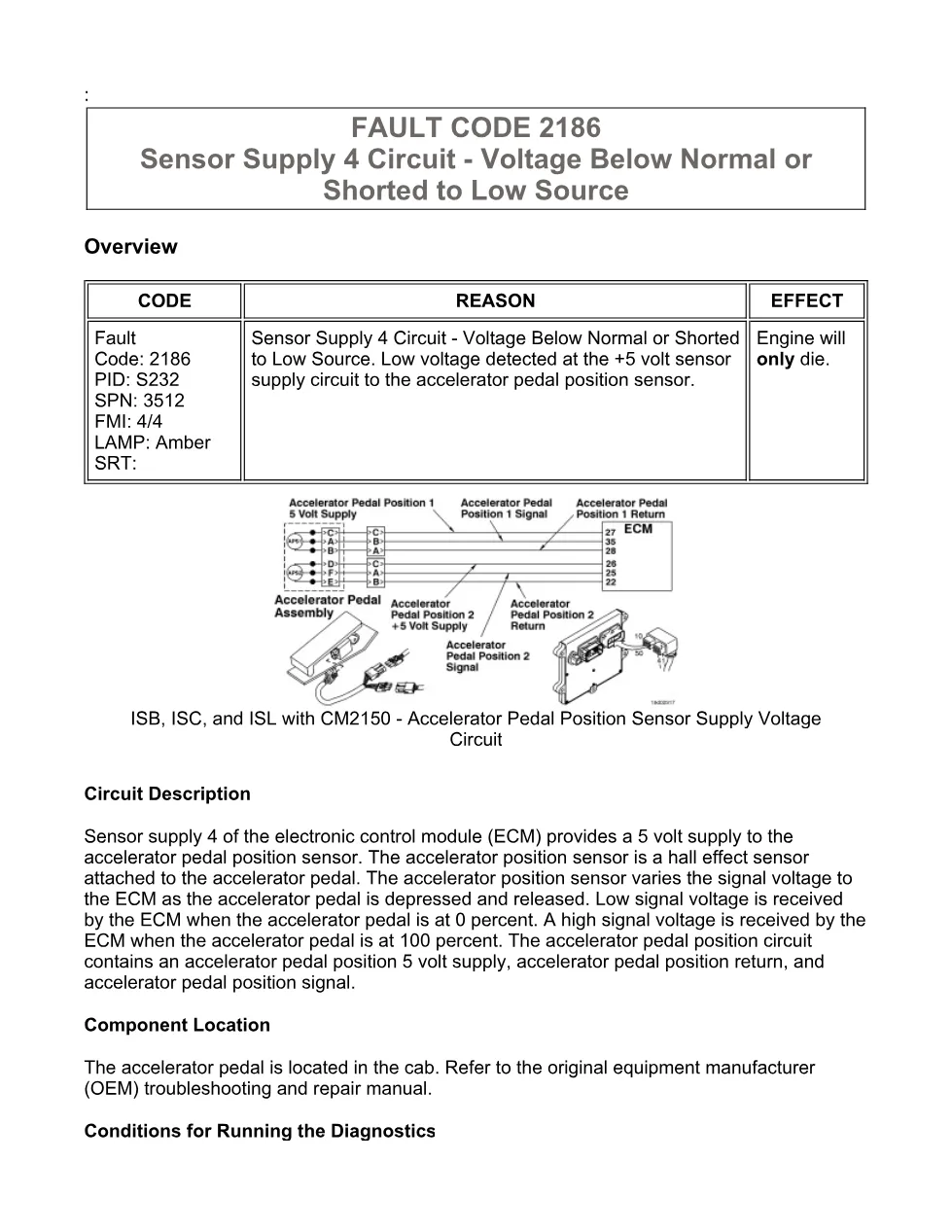 Cummins ISB sensor supply manual — Fault Code 2186 — PDF, 10 - preview page 1 of 3