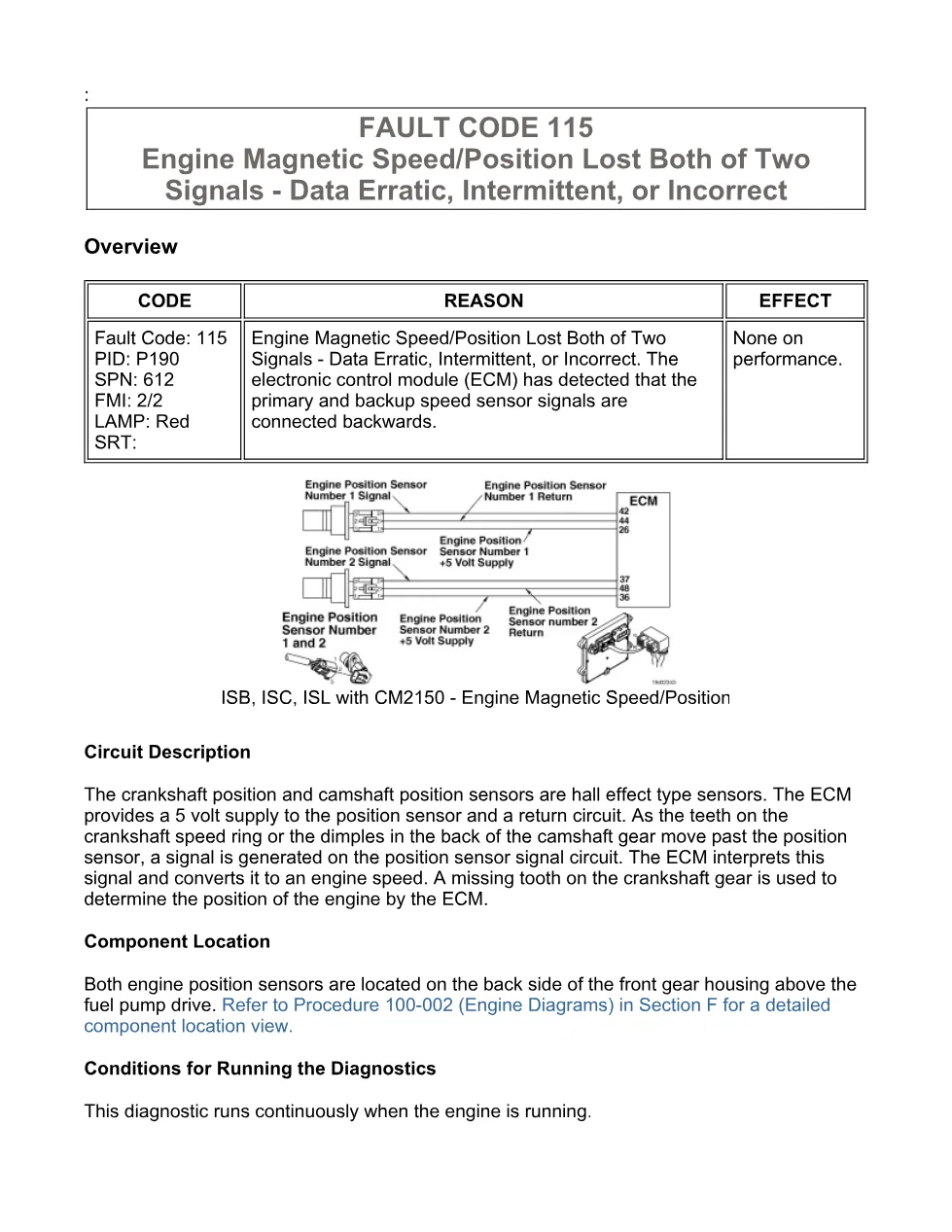 Cummins ISB6.7 115 document — Code 115 — PDF, 5 pages – Guide - preview page 1 of 3