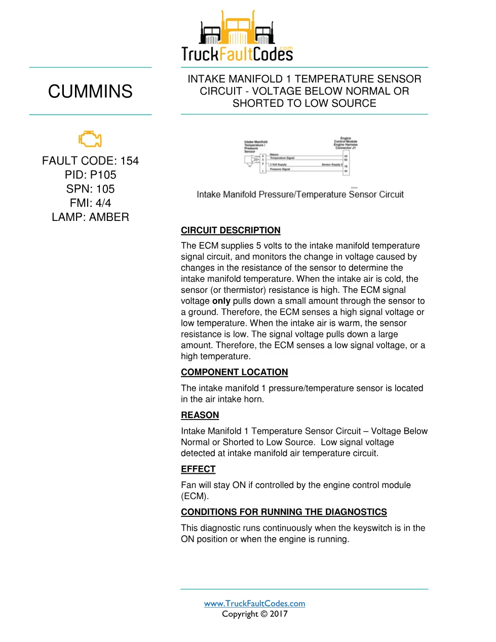 Cummins ISB6.7 154 154 — Intake Manifold Temperature - preview page 1 of 3