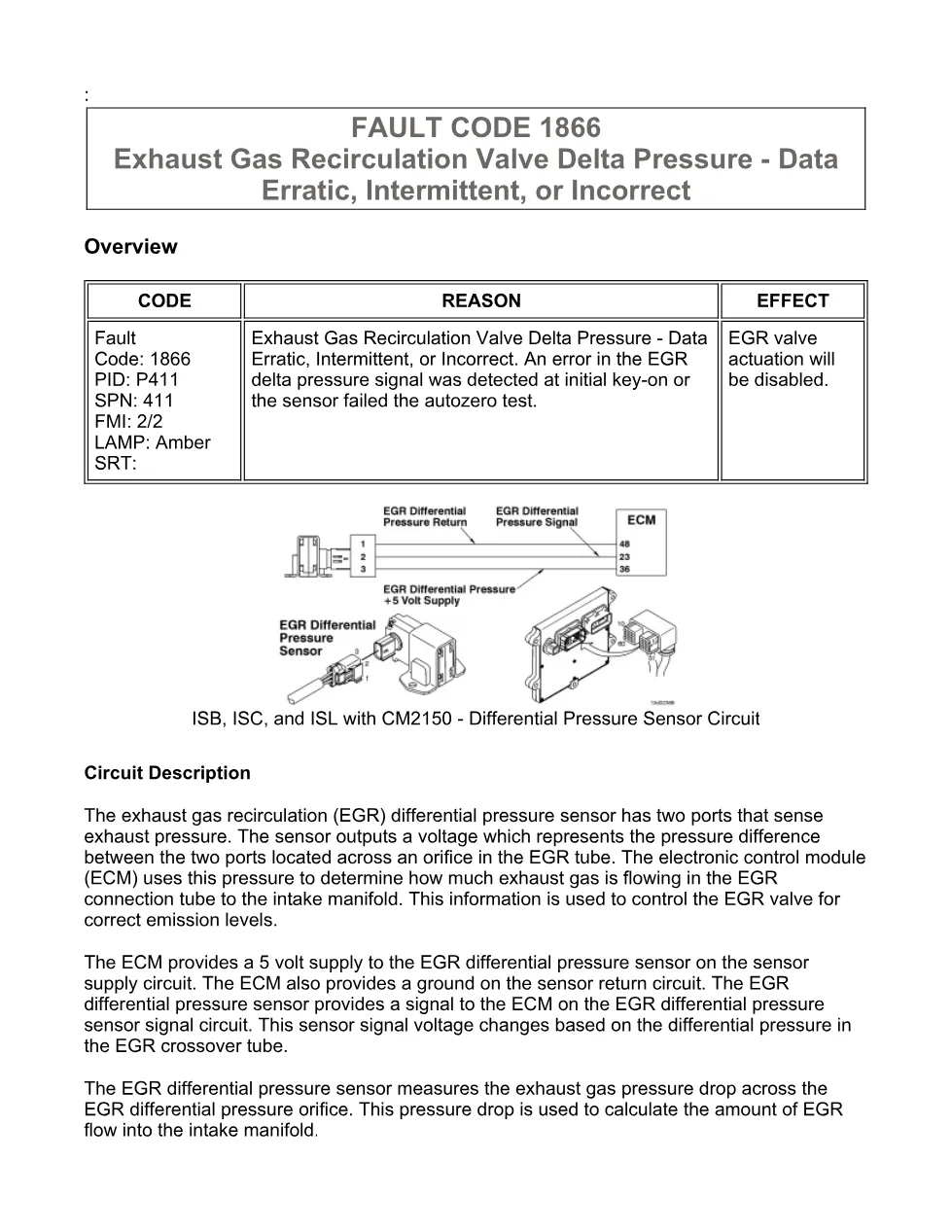 Cummins ISB6.7 1866 troubleshooting manual — Fault Code 1866 - preview page 1 of 3