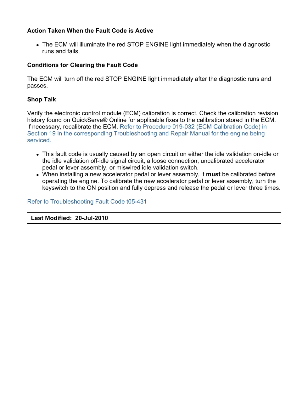 Cummins ISB6.7 413 document — Fault Code 431 Accelerator - preview page 2 of 3