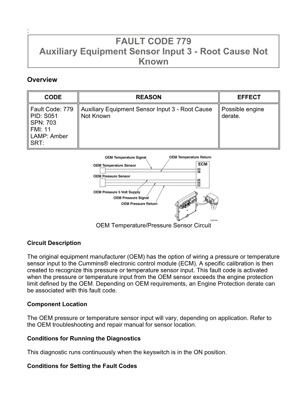 Cummins ISB6.7 779 document — Code 779 — PDF, 3 pages - preview page 1 of 3