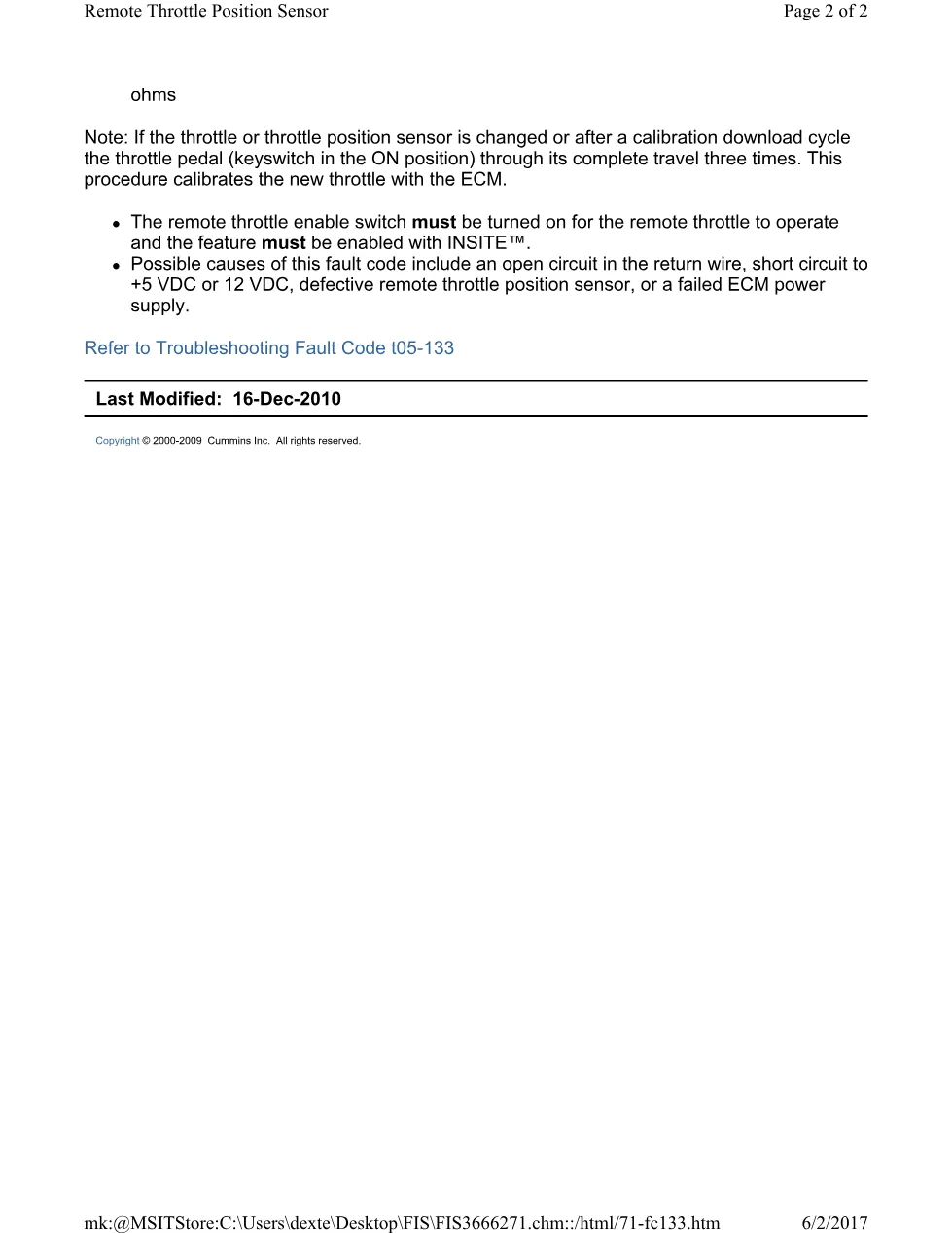 Cummins ISL 133 throttle remote throttle pedal and ECM fueling - page 2 is available after signing in