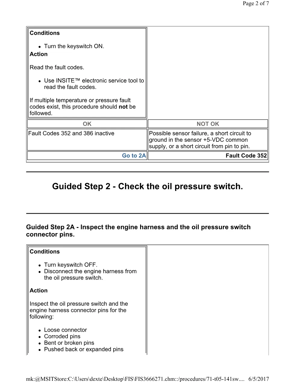 Cummins ISL 141 circuit Fault Code 141 SW oil pressure switch - preview page 2 of 3