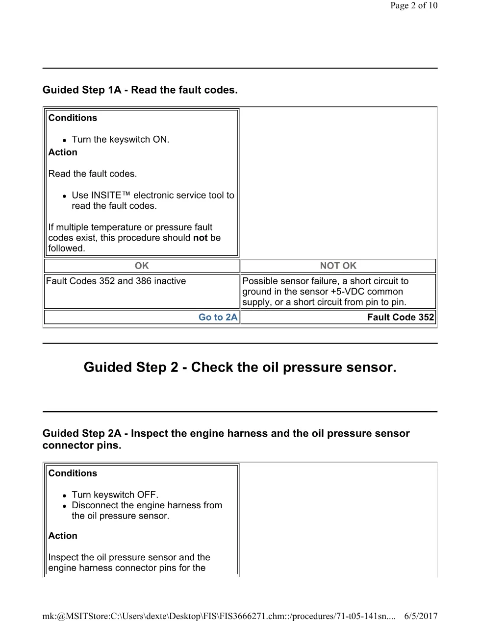 Cummins ISL 141 SN Fault Code 141 SN oil pressure sensor circuit - preview page 2 of 3