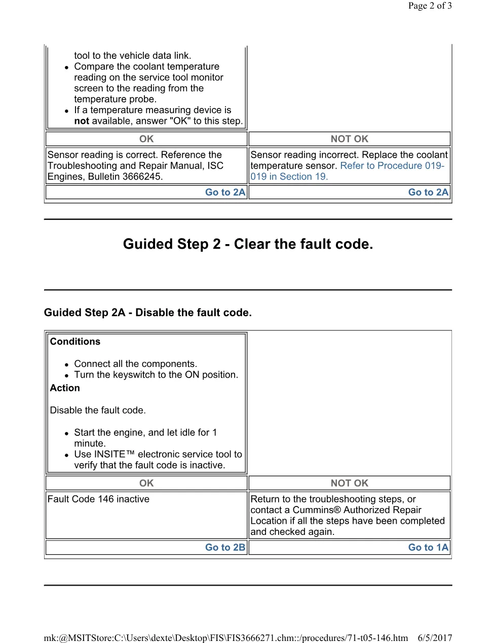 Cummins ISL 146 protection Fault Code 146 coolant temperature - preview page 2 of 3