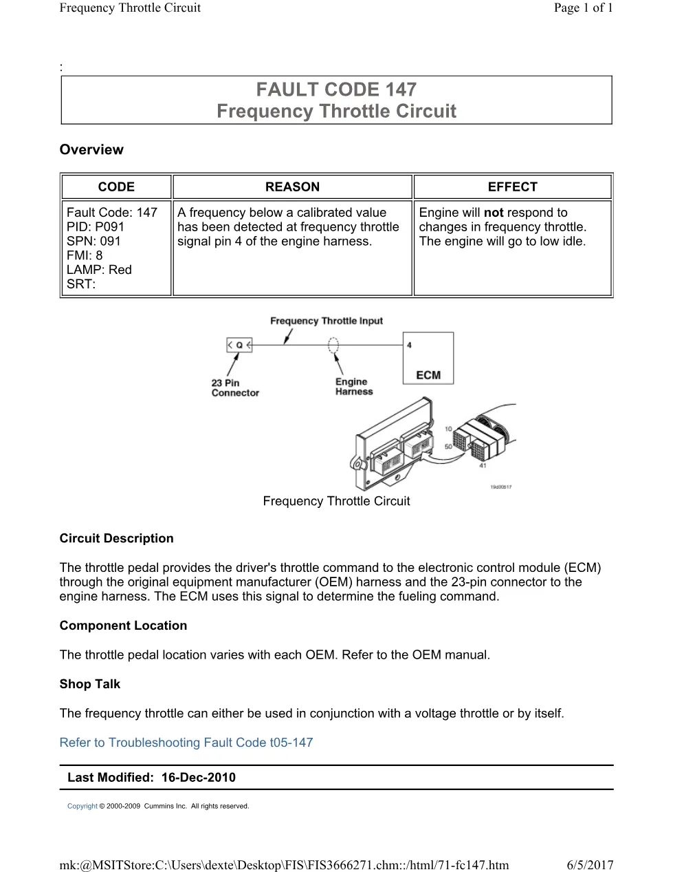 Cummins ISL 147 throttle throttle pedal and ECM fueling command - page 1 is available after signing in