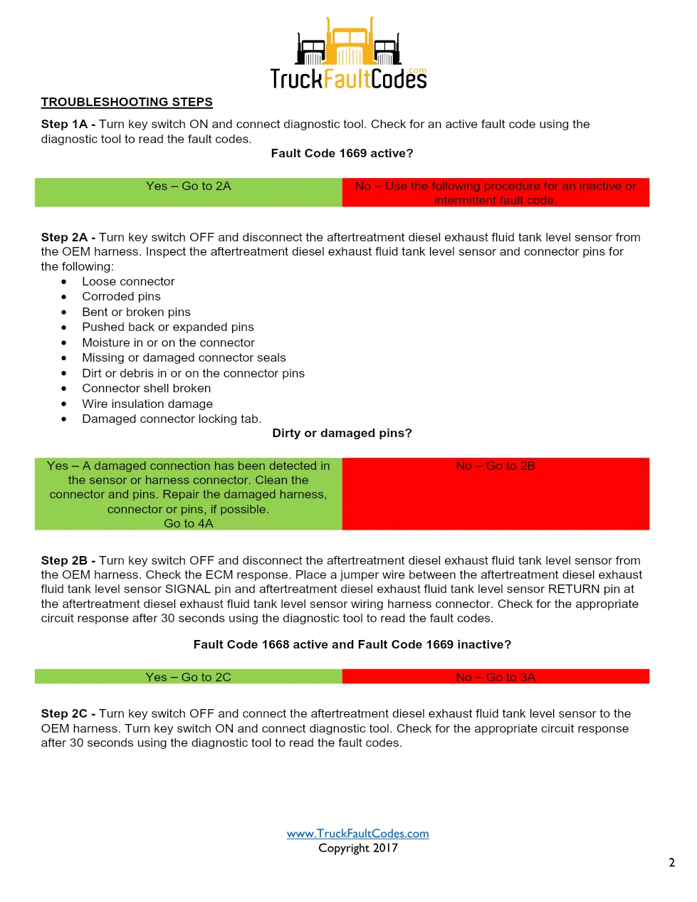 Cummins ISL9 1669 2wire Diagnostic Procedure – Fault Code 1669 - preview page 2 of 3