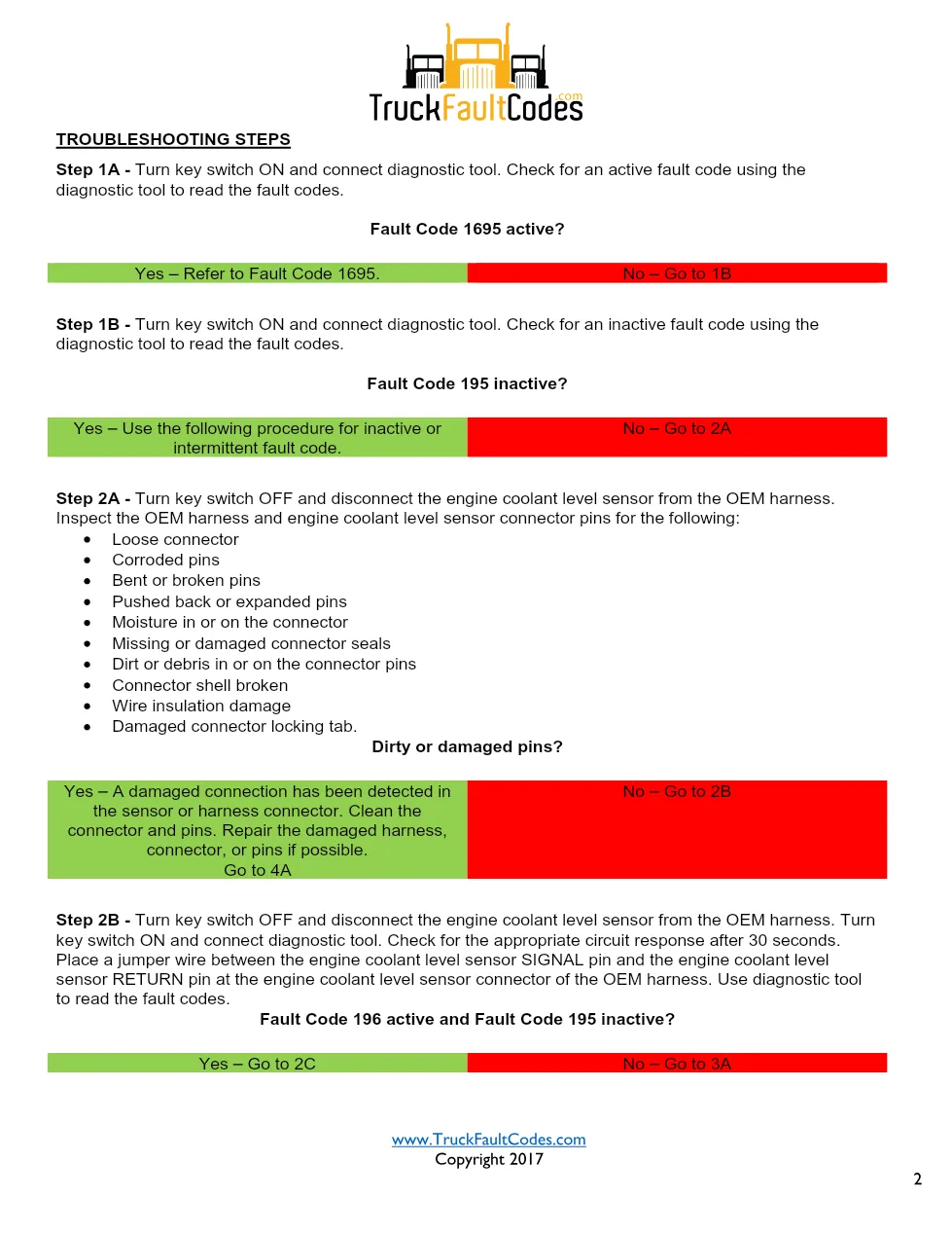 Cummins ISL9 195 3wire Diagnostic Procedure – Fault Code 195 - preview page 2 of 3