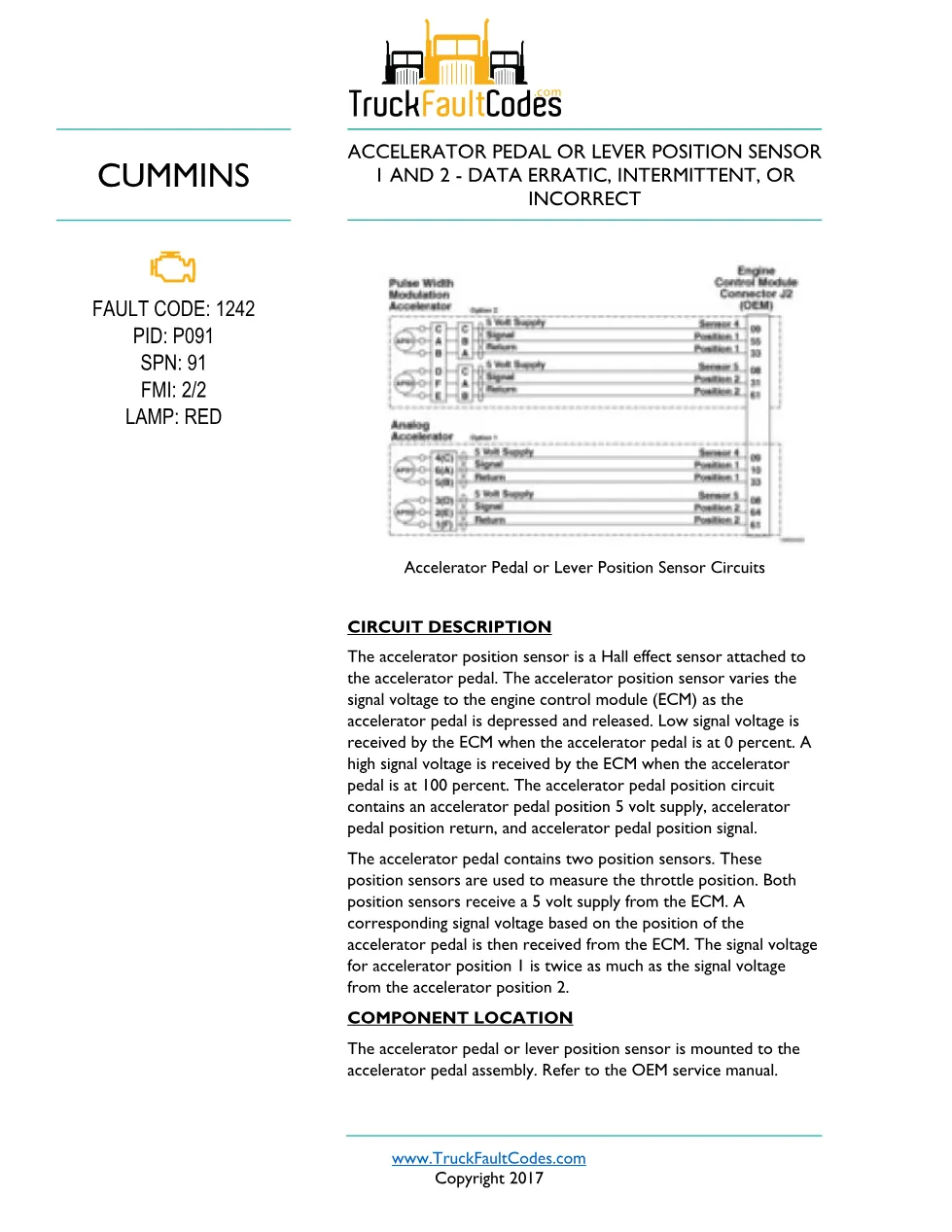 Cummins ISL9 Code 1242 Diagnostic Procedure – Fault Code 1242 - preview page 1 of 3