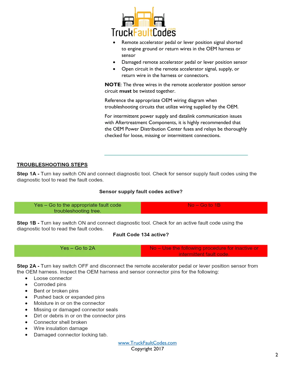 Cummins ISL9 Code 134 Diagnostic Procedure – Fault Code 134 – PDF - preview page 2 of 3