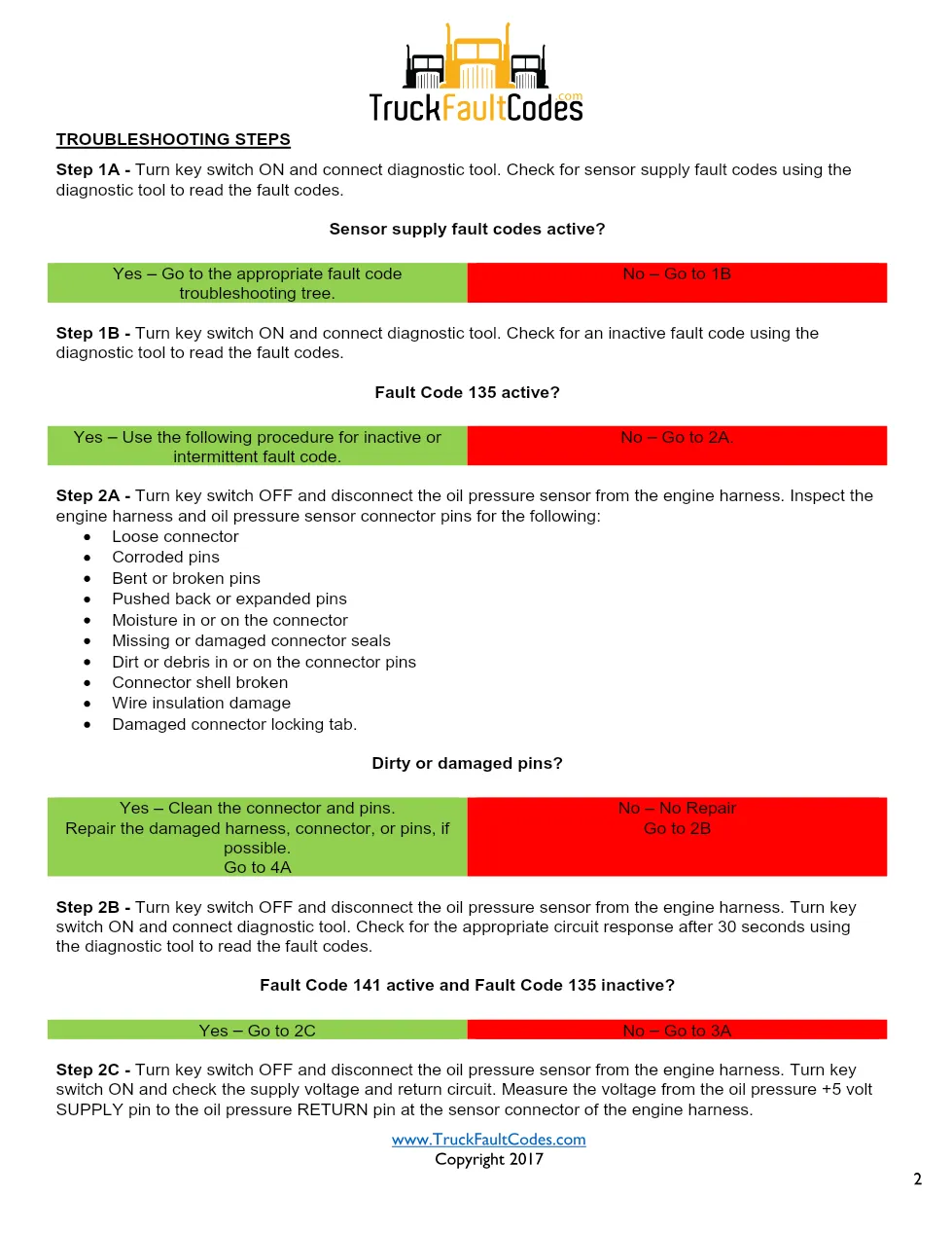 Cummins ISL9 Code 135 Diagnostic Procedure – Fault Code 135 – PDF - preview page 2 of 3