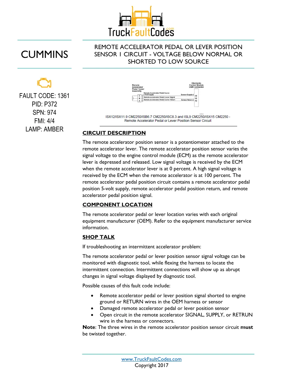 Cummins ISL9 code 1361 Fault Guide ? PDF, 6 pages – Official - preview page 1 of 3