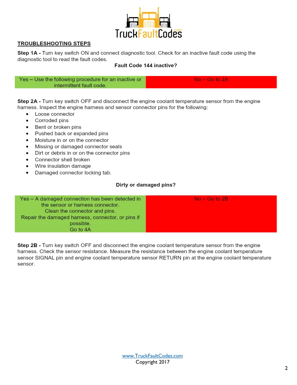 Cummins ISL9 Code 144 Diagnostic Procedure – Fault Code 144 – PDF - preview page 2 of 3