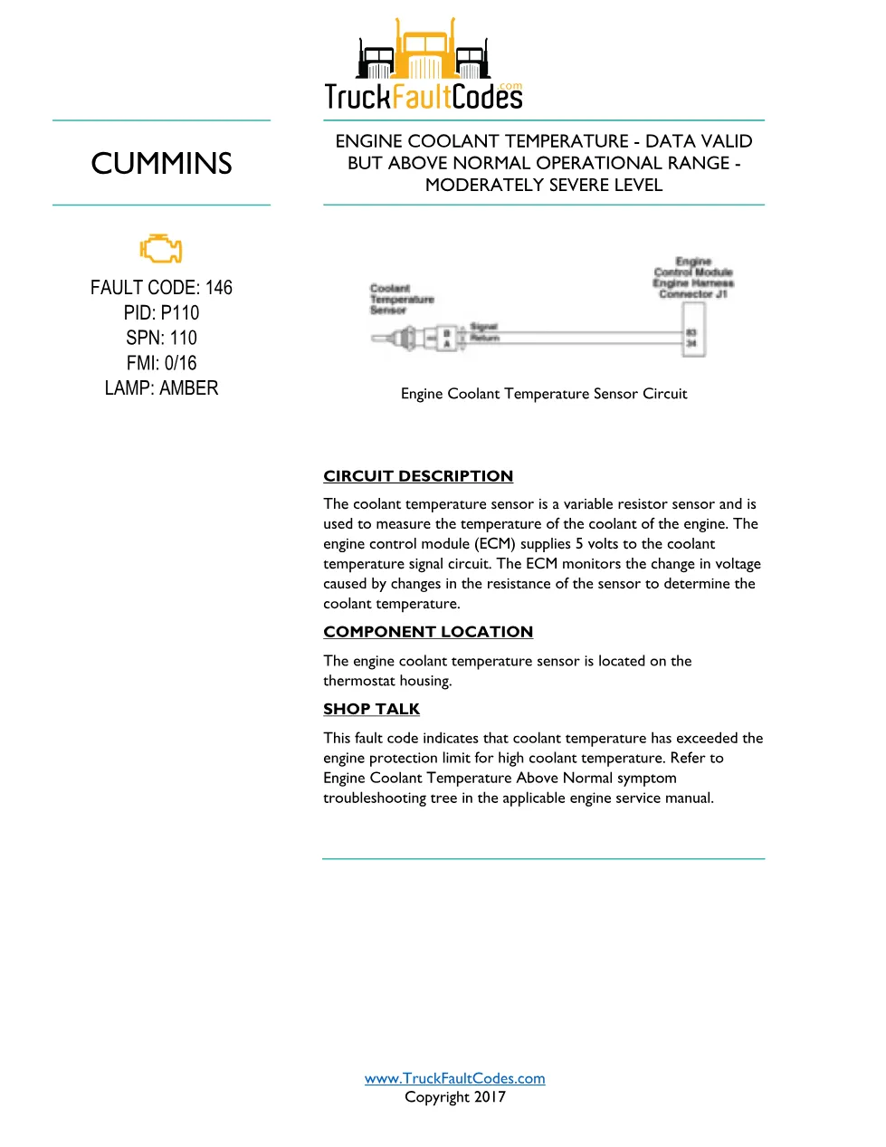 Cummins ISL9 Code 146 Diagnostic Procedure – Fault Code 146 – PDF - preview page 1 of 2